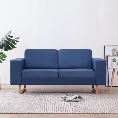 Emaga vidaxl 2-osobowa sofa tapicerowana tkaniną, niebieska