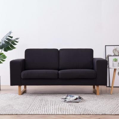 Emaga vidaxl 2-osobowa sofa tapicerowana tkaniną, czarna