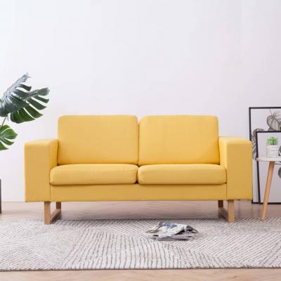 Emaga vidaxl sofa 2-osobowa, tapicerowana tkaniną, żółta