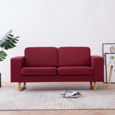 Emaga vidaxl sofa 2-osobowa, tapicerowana tkaniną, kolor czerwonego wina