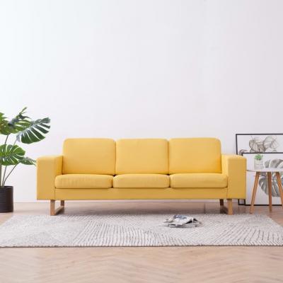 Emaga vidaxl sofa 3-osobowa, tapicerowana tkaniną, żółta