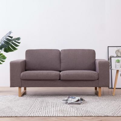 Emaga vidaxl sofa 2-osobowa, tapicerowana tkaniną, taupe