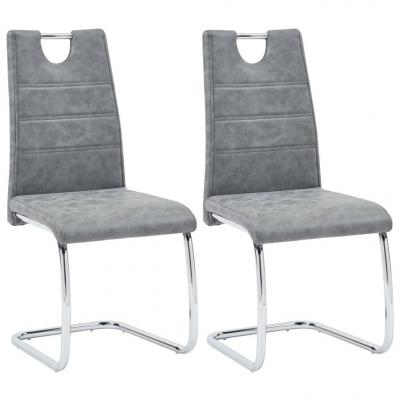 Emaga vidaxl krzesła jadalniane, 2 szt., szare, sztuczna skóra