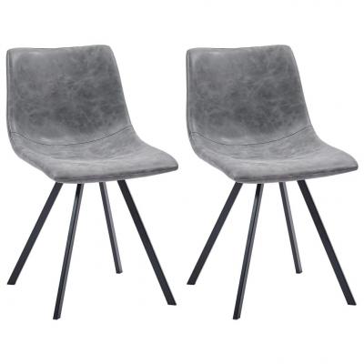 Emaga vidaxl krzesła jadalniane, 2 szt., szare, sztuczna skóra