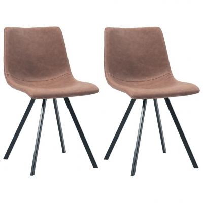 Emaga vidaxl krzesła jadalniane, 2 szt., średni brąz, sztuczna skóra