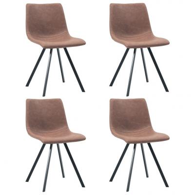 Emaga vidaxl krzesła jadalniane, 4 szt., średni brąz, sztuczna skóra