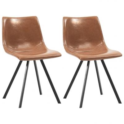Emaga vidaxl krzesła stołowe, 2 szt., kolor koniaku, sztuczna skóra