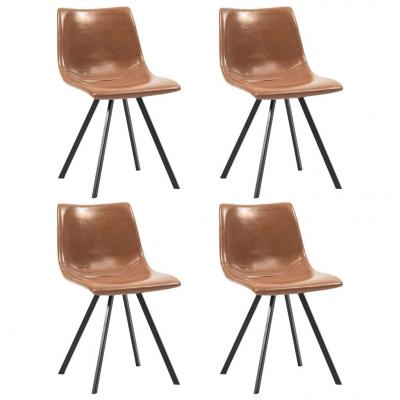 Emaga vidaxl krzesła stołowe, 4 szt., kolor koniaku, sztuczna skóra