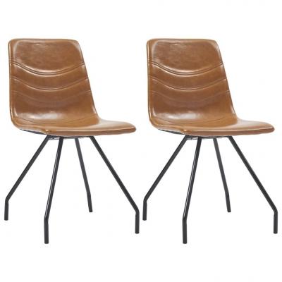 Emaga vidaxl krzesła jadalniane, 2 szt., kolor koniaku, sztuczna skóra