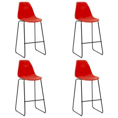 Emaga vidaxl krzesła barowe, 4 szt., czerwone, plastik
