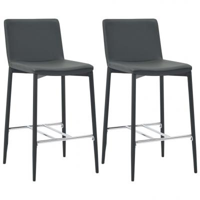 Emaga vidaxl krzesła barowe, 2 szt., szare, sztuczna skóra