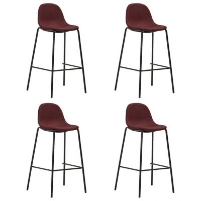 Emaga vidaxl krzesła barowe, 4 szt., kolor wina, tapicerowane tkaniną