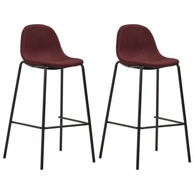 Emaga vidaxl krzesła barowe, 2 szt., kolor wina, tapicerowane tkaniną
