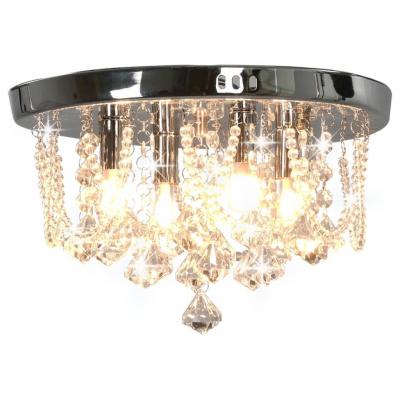 Emaga vidaxl lampa sufitowa z kryształkami i koralikami, srebrna, okrągła