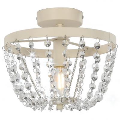 Emaga vidaxl lampa sufitowa z kryształkami i koralikami, biała, okrągła, e14