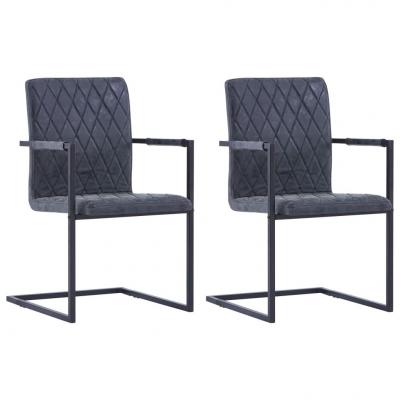 Emaga vidaxl krzesła stołowe, 2 szt., wspornikowe, czarne, ekoskóra