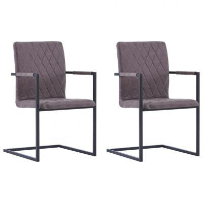 Emaga vidaxl krzesła stołowe, 2 szt., wspornikowe, ciemnobrązowe, ekoskóra