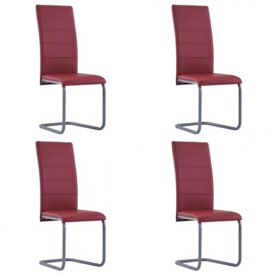 Emaga vidaxl krzesła stołowe, wspornikowe, 4 szt., czerwone, sztuczna skóra