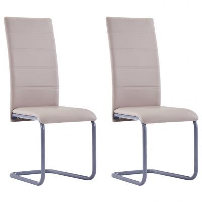 Emaga vidaxl krzesła stołowe, wspornikowe 2 szt., cappuccino, sztuczna skóra