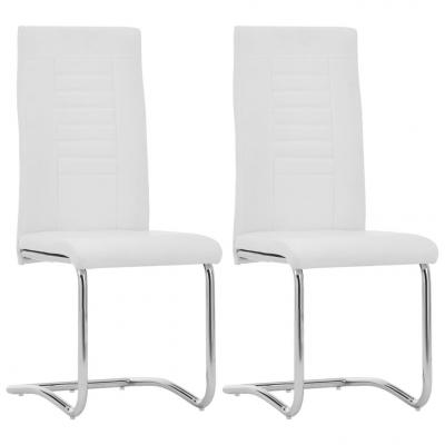 Emaga vidaxl krzesła stołowe, wspornikowe, 2 szt., białe, sztuczna skóra