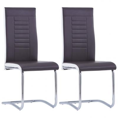 Emaga vidaxl krzesła stołowe, wspornikowe 2 szt., brązowe, sztuczna skóra