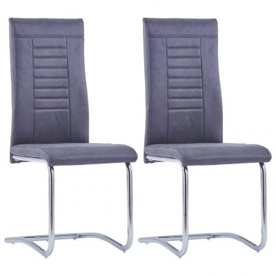 Emaga vidaxl krzesła stołowe, wspornikowe, 2 szt., szare, sztuczny zamsz