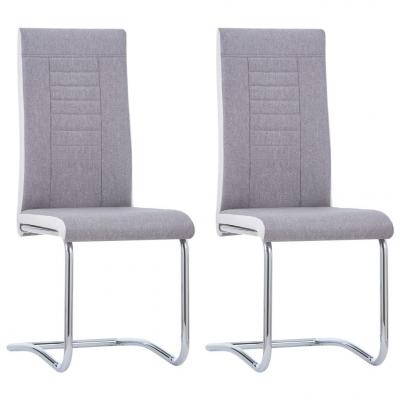 Emaga vidaxl krzesła stołowe, wspornikowe, 2 szt., jasnoszare, tkanina