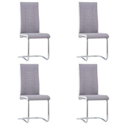 Emaga vidaxl krzesła stołowe, wspornikowe, 4 szt., jasnoszare, tkanina
