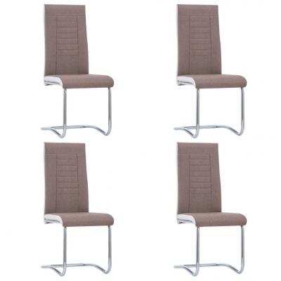 Emaga vidaxl krzesła stołowe, wspornikowe, 4 szt., brązowe, tkanina