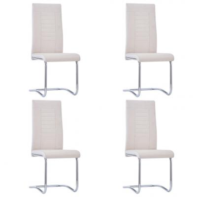 Emaga vidaxl krzesła stołowe, wspornikowe, 4 szt., kremowe, tkanina