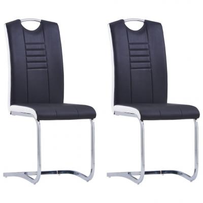 Emaga vidaxl krzesła stołowe, wspornikowe, 2 szt., czarne, sztuczna skóra