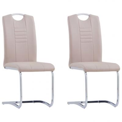 Emaga vidaxl krzesła stołowe, wspornikowe 2 szt., cappuccino, sztuczna skóra