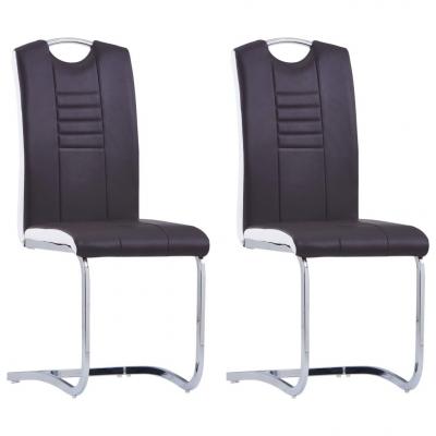 Emaga vidaxl krzesła stołowe, wspornikowe, 2 szt., brązowe, sztuczna skóra