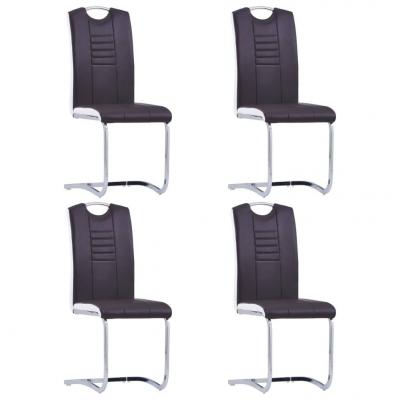 Emaga vidaxl krzesła stołowe, wspornikowe, 4 szt., brązowe, sztuczna skóra