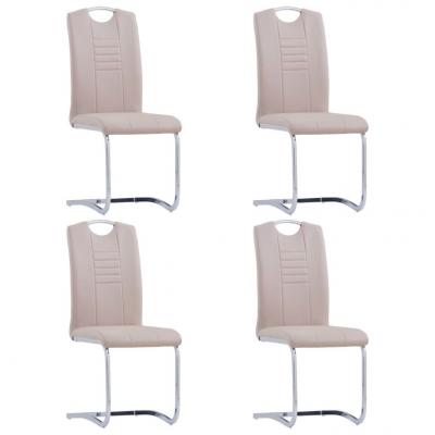 Emaga vidaxl krzesła stołowe, wspornikowe 4 szt., cappuccino, sztuczna skóra