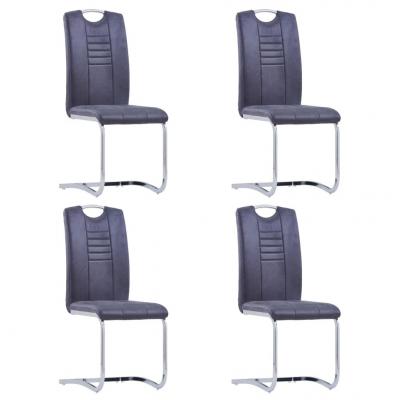 Emaga vidaxl krzesła stołowe, wspornikowe, 4 szt., szare, sztuczny zamsz