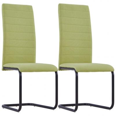 Emaga vidaxl krzesła stołowe, wspornikowe, 2 szt., zielone, tkanina