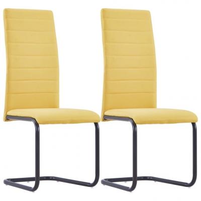 Emaga vidaxl krzesła stołowe, wspornikowe, 2 szt., żółte, tkanina
