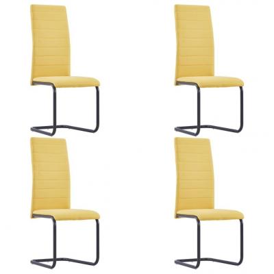 Emaga vidaxl krzesła stołowe, wspornikowe, 4 szt., żółte, tkanina