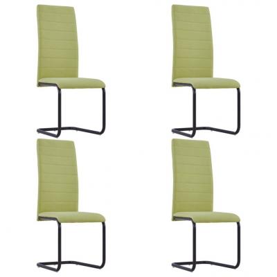 Emaga vidaxl krzesła stołowe, wspornikowe, 4 szt., zielone, tkanina
