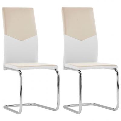 Emaga vidaxl krzesła stołowe, wspornikowe, 2 szt., cappuccino, sztuczna skóra
