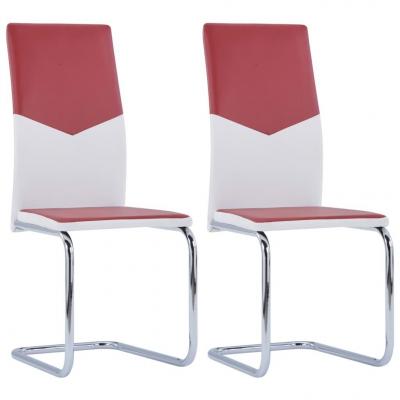 Emaga vidaxl krzesła stołowe, wspornikowe, 2 szt., czerwone wino, ekoskóra
