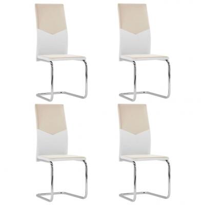 Emaga vidaxl krzesła stołowe, wspornikowe 4 szt., cappuccino, sztuczna skóra