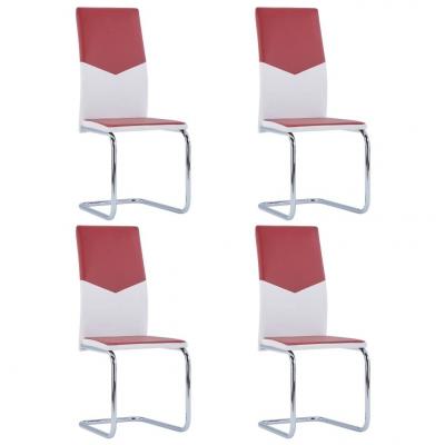 Emaga vidaxl krzesła stołowe, wspornikowe, 4 szt., czerwone wino, ekoskóra