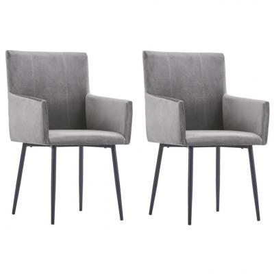 Emaga vidaxl krzesła stołowe z podłokietnikami, 2 szt., szare, aksamit
