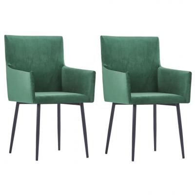 Emaga vidaxl krzesła stołowe z podłokietnikami, 2 szt., zielone, aksamit