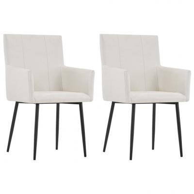 Emaga vidaxl krzesła jadalniane z podłokietnikami, 2 szt., kremowe, tkanina