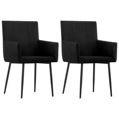 Emaga vidaxl krzesła stołowe z podłokietnikami, 2 szt., czarne, tkanina