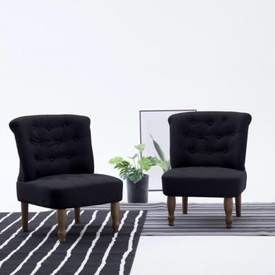 Emaga vidaxl krzesło w stylu francuskim, czarne, materiałowe