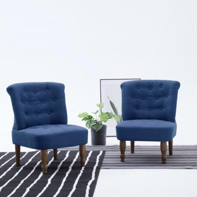 Emaga vidaxl krzesło w stylu francuskim, niebieskie, materiałowe